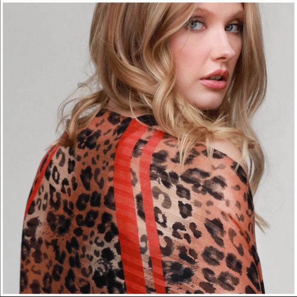 Ruggine Douby Leopard scarf with stripe accent - Picture 3 of 7